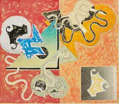 Shards IV by Frank Stella, 1982, Offset lithograph and screenprint in colors, on Arches Cover paper, the full sheet,, sold Oct 2014