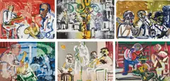 Jazz by Romare Bearden, 1979, Six lithographs, on Arches Archival paper, the full sheets,, sold Oct 2014