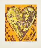 Jim Dine, Heart for Film Forum, 1993, Woodcut in colors, on Mohawk Superfine Cover paper, with full margins,