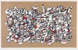 Jean Dubuffet, Site avec trois personnages (a), 1976, Screenprint in colors, on Arches paper, with full margins,