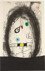 L'Exilé noir by Joan Miró, 1969, Etching, aquatint and carborundum in colors, on Arches paper, the full sheet,, sold Oct 2014