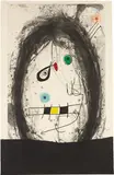 Joan Miró, L'Exilé noir, 1969, Etching, aquatint and carborundum in colors, on Arches paper, the full sheet,