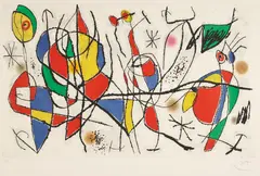 L’Invitée du dimanche I by Joan Miró, 1969, Etching and aquatint in colors, on Arches paper, with full margins,, sold Oct 2014