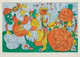Ubu roi: plate 3 by Joan Miró, 1966, Lithograph in colors, on Arches paper, with full margins,, sold Oct 2014