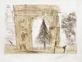 Washington Gate (with Christmas Tree) by Salvador Dalí, 1964, The very rare etching in bistre, on Richard de Bas paper, with full margins,, sold Oct 2014