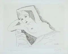 Man Ray, Kiki, 1970, Drypoint etching, on blue Vidalon-Les-Annonay Canson Montgolfier paper, with full margins,