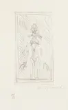 Small Standing Nude (Petit nu debout), from Catalogue Kornfeld & Klipstein by Alberto Giacometti, 1959, Etching, on Richard de bas paper, with full margins,, sold Oct 2014