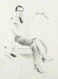 David Hockney, Nicholas Wilder, 1976, Lithograph, on Rives LW (lightweight) paper, the full sheet,