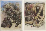 Jake and Dinos Chapman, Plates no. 4; and no. 18, from My Giant Colouring Book, 2004, Two etchings with hand-coloring, on Somerset paper, with full margins,