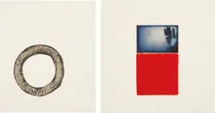 Ann Hamilton, O; and Blue Victory, from Artists for Obama, 2008 and 2012, Two prints, including one lithograph and one inkjet print with fabric collage, on wove paper, with full margins,