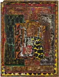 Mick Moon, Threshold, 1986, Monotype in colors with calico and collage, on two sheets of wove paper, the full sheet,