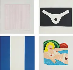 Rubber Stamp by Various Artists, 1976-77, The complete set of 13 rubber stamp prints, on various papers, with margins and the full sheets,, sold Oct 2014