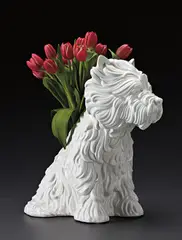 Puppy Vase by Jeff Koons, 1998, Glazed white ceramic vase,, sold Oct 2014