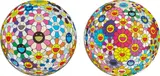 Flower Ball (3-D); and Flowerball Cosmos (3D) by Takashi Murakami, 2002 and 2008, Two offset lithographs in colors, on smooth wove paper, the full sheet,, sold Oct 2014