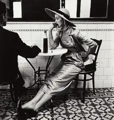 Irving Penn, Vogue Fashion Photograph (Café in Lima) , Peru (Jean Patchett), 1948, Selenium toned gelatin silver print, printed 1984