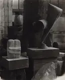 Constantin Brancusi, View of the Studio, The Sorceress, The Kiss and The Chief