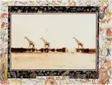 Peter Beard, Giraffes in Mirage on the Taru Desert, June, 1960, Gelatin silver print with drawings in ink and paint, printed later