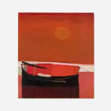 Raimonds Staprans, The Red Boat, oil on canvas