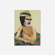 Benny Andrews, Rhoda, 1970, oil and collage on board