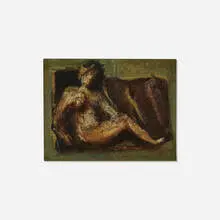 Mario Sironi, Seated Nude, oil on panel