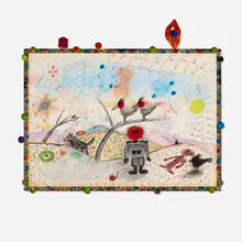 Roy De Forest, Untitled, 1983, pastel and watercolor on paper in artist-made frame
