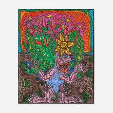 Robert Combas, Phillibert se prend pour une plante à fleurs..., 1989, acrylic on canvas