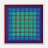 Julian Stanczak, Conferring Blue, 1981, screenprint in colors