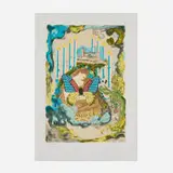 Courtesan (Eight of Swords) (from the Papillons Anciennes portfolio) by Salvador Dalí, 1977, lithograph in colors on Japon, sold Jan 2026