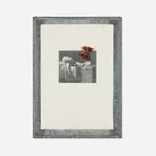 Death of Marat after David by Yannis Kounellis, 1975, embossed lithograph with collaged butterfly on wood construction in galvanized aluminum artist's frame, sold Jan 2026