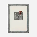Yannis Kounellis, Death of Marat after David, 1975, embossed lithograph with collaged butterfly on wood construction in galvanized aluminum artist's frame