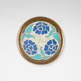 California Faience and Dirk van Erp, Trivet with flowers, c. 1920-25, glazed earthenware, handwrought copper