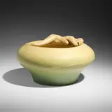 Anna Marie Valentien for Valentien Pottery, Exceptional and Large vase with nude female figure, 1911-14, glazed earthenware