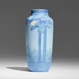 Anna Frances Simpson for Newcomb College Pottery, Scenic vase with tall pines and full moon, 1922, glazed earthenware