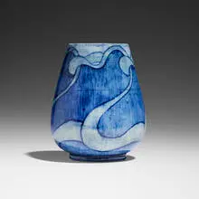 Newcomb College Pottery, Early vase with stylized plant design, c. 1900-05, glazed earthenware