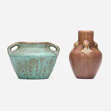 Vases, set of two by Van Briggle Pottery, c. 1907-12, glazed earthenware, sold May 2026