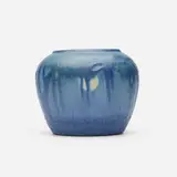 Aurelia Arbo for Newcomb College Pottery, Scenic vase with live oaks, Spanish moss, and full moon, c. 1934, glazed earthenware