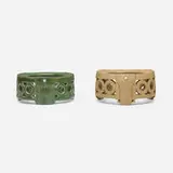 University City, Reticulated vase stands, set of two, c. 1910, glazed porcelain, bisque earthenware