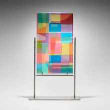 Dorothy Hafner, Raspberry Patch, 2008, multi-layered fused glass, stainless steel