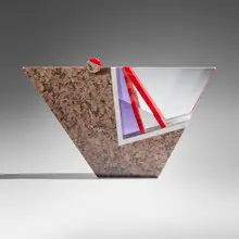 William Carlson, Red/Violet Perfume Bottle, 1989, glass, granite