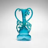 Dale Chihuly, Turquoise Blue Piccolo Venetian with Silver Handles, 1995, hand-blown glass