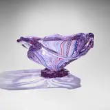 Fritz Dreisbach, Swooping Spring Magenta Mongo with Dynamic Filigree on a Cast Foot, 1991, hand-blown and cast glass