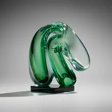 Green Chambered Form by Harvey Littleton, 1977, hand-blown, cut, and polished glass, sold May 2026