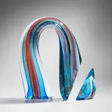 Harvey Littleton, Blue Sliced Descending Arc, 1987, cased, hot-worked, cut, and polished glass