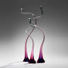 Ruby/Blue Implied Movement by Harvey Littleton, 1987, hand-blown, cut, and polished glass, sold May 2026