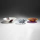 Klaus Moje, Collection of three small bowls, fused, slumped, cut, ground and sand-blasted glass