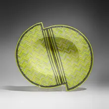 Klaus Moje, Large Platter #12, 1988, fused, slumped, cut, ground and sand-blasted glass