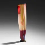 Danny Perkins, Tall vessel, 1990, hand-blown glass, oil paint