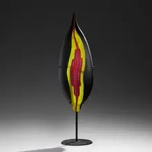 Davide Salvadore, Shield, 2001, hand-blown glass, inciso surface, patinated metal