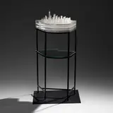 Norwood Viviano, Mining Industries: Lower Manhattan, 2020, 3D-printed pattern kiln cast glass, mirrored glass, fabricated steel, transparency