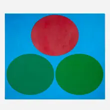 Oli Sihvonen, Triad on Blue (142), 1965, oil on canvas